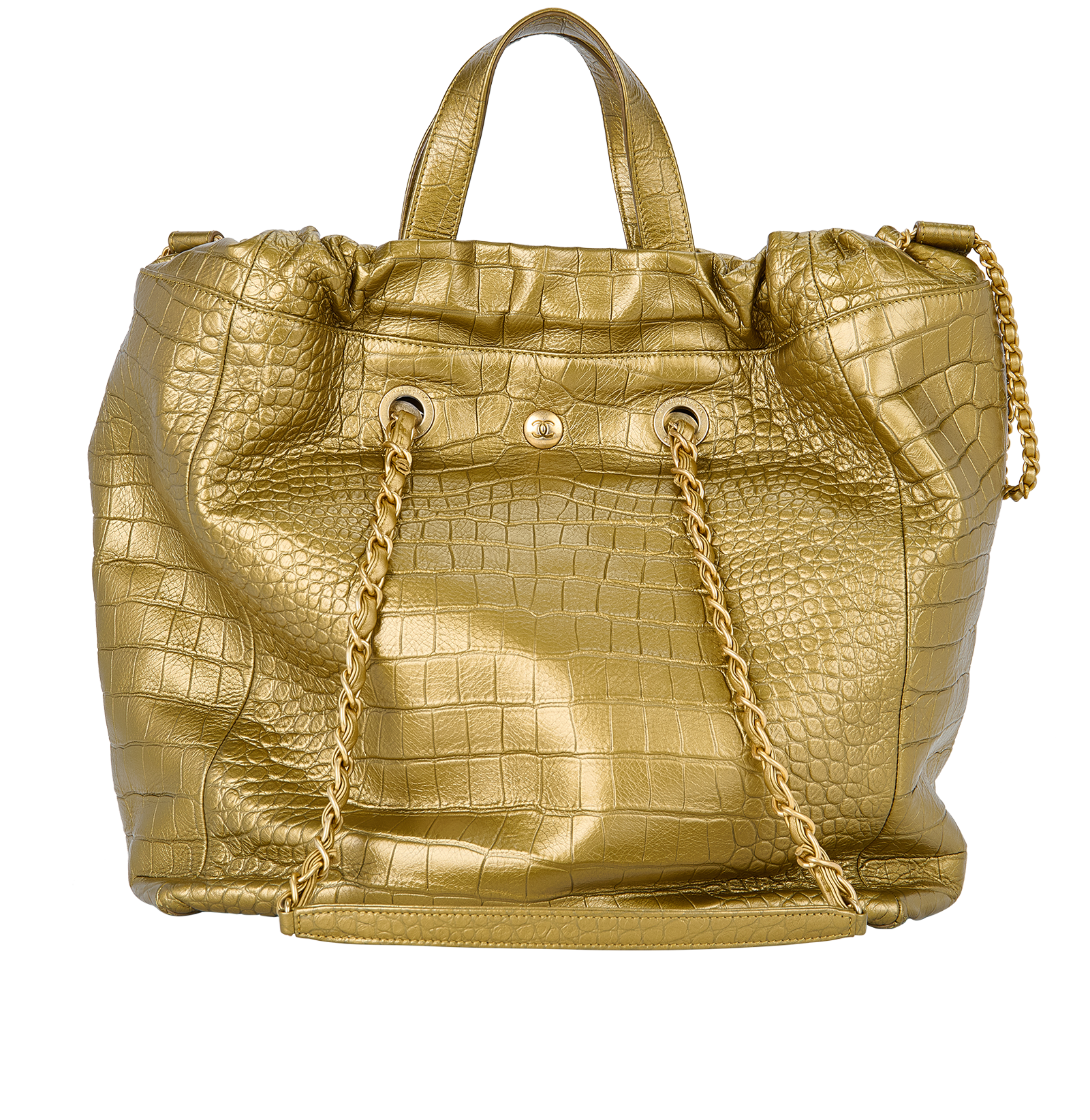 Croc Embossed 2 Way Tote, &pound;2,500, Handbags, Gold, Leather, Back view